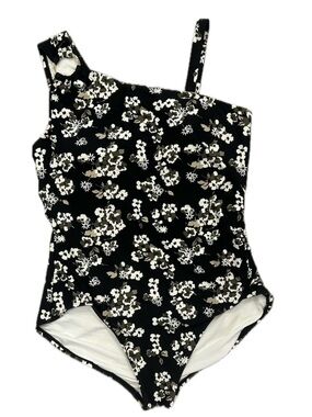 Michael Kors Black Floral One-Shoulder One-Piece Swimsuit Plus Size 20W